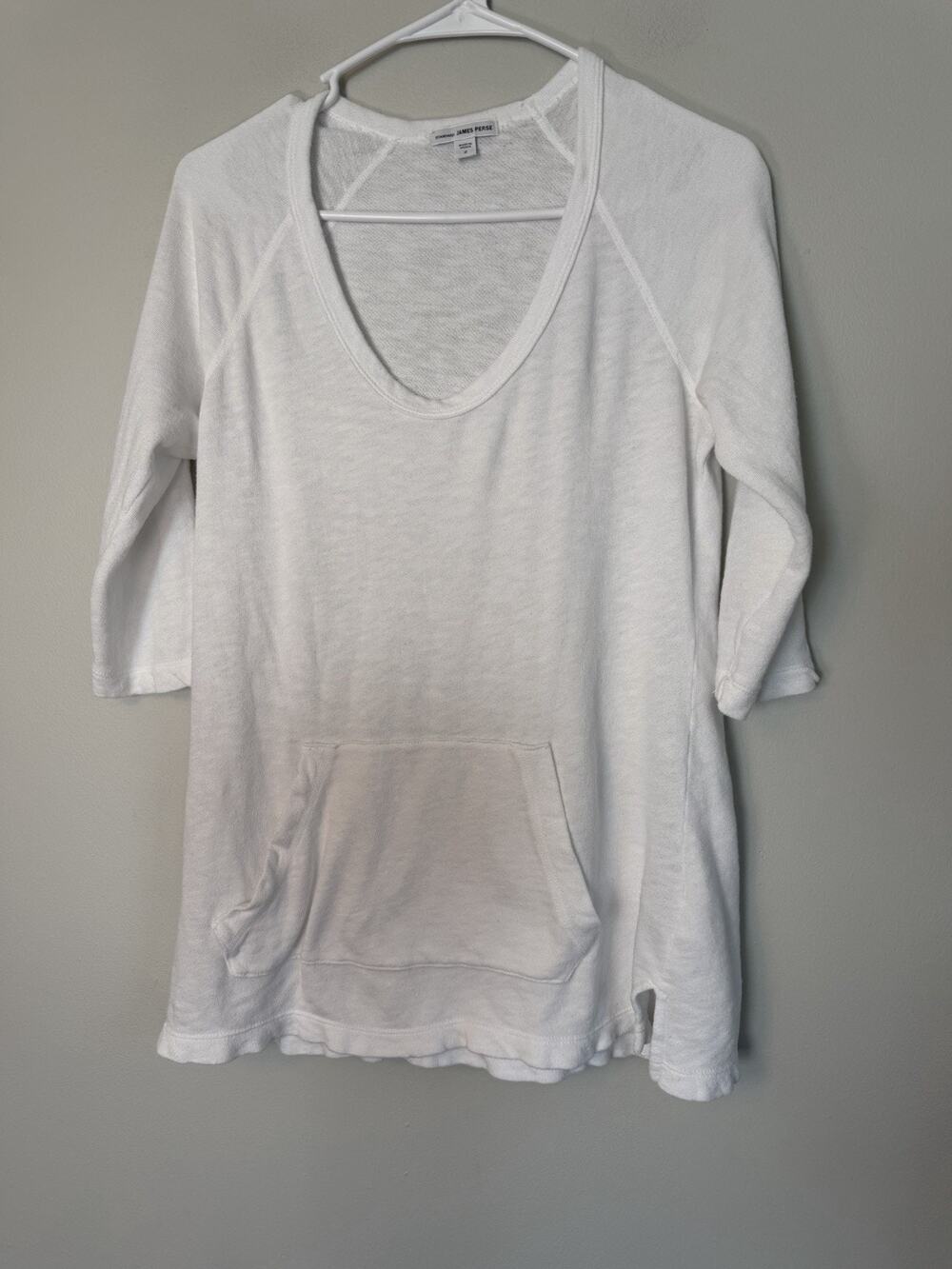 James Perse lightweight cotton jersey scoop-neck tunic top Sz 2 White